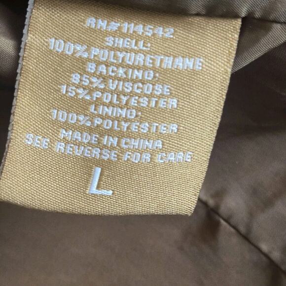 THRASHED J2 Camel Brown Faux Leather Jacket Crop LARGE Moto Steampunk Grunge Y2K - Picture 4 of 10